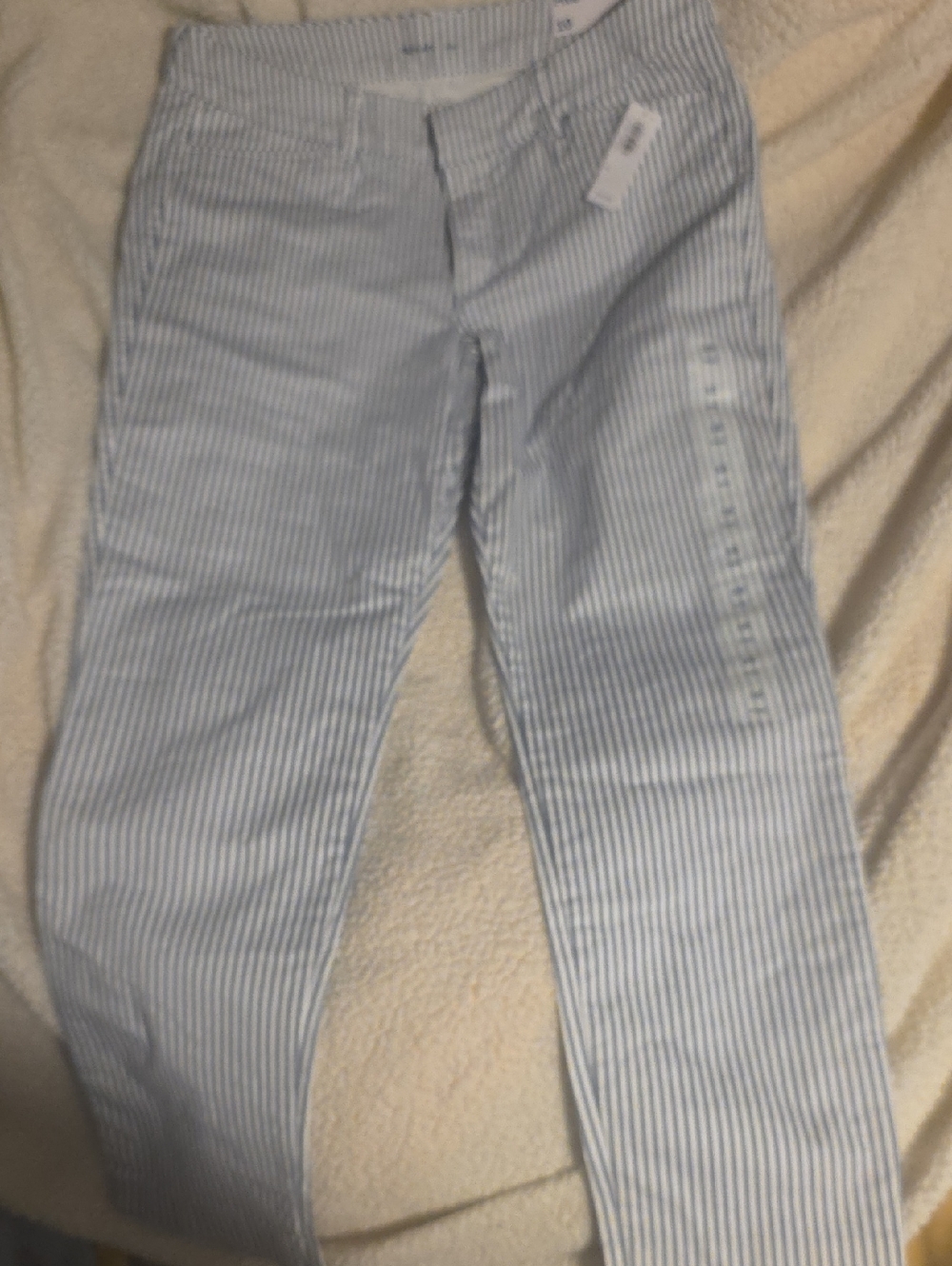 Old Navy Pixje Light Blue and White  Striped Pants Size 10